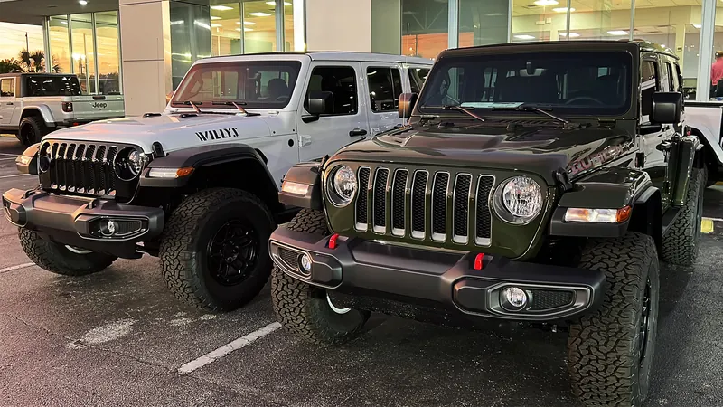 Two BEXT Jeeps outside a Miami hotel